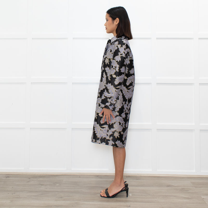La Double J Black Lilac Gold Jacquard Coat