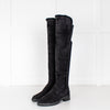 Stuart Weitzman Black Suede & Fabric Over The Knee Boots