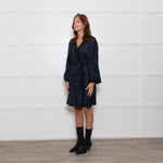 Ganni Black and Blue Lurex Wrap Dress