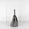 Prada Grey Saffiano Leather Turn Lock Flap Top Handle Bag