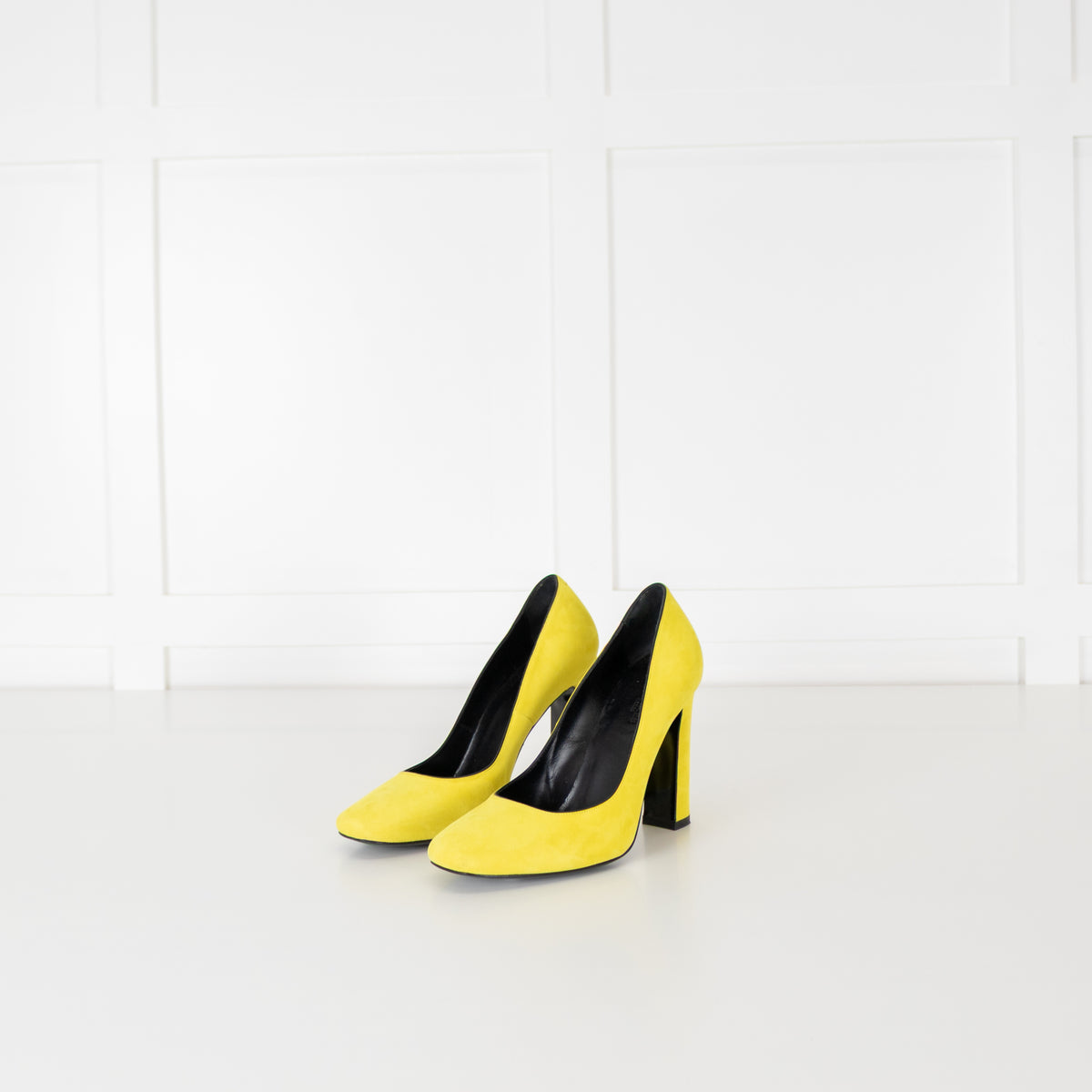 Hermes Neon Yellow Suede Square Heels
