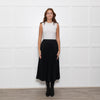 Prada Black Logo Pleated Elasticated Waist Midi Skirt