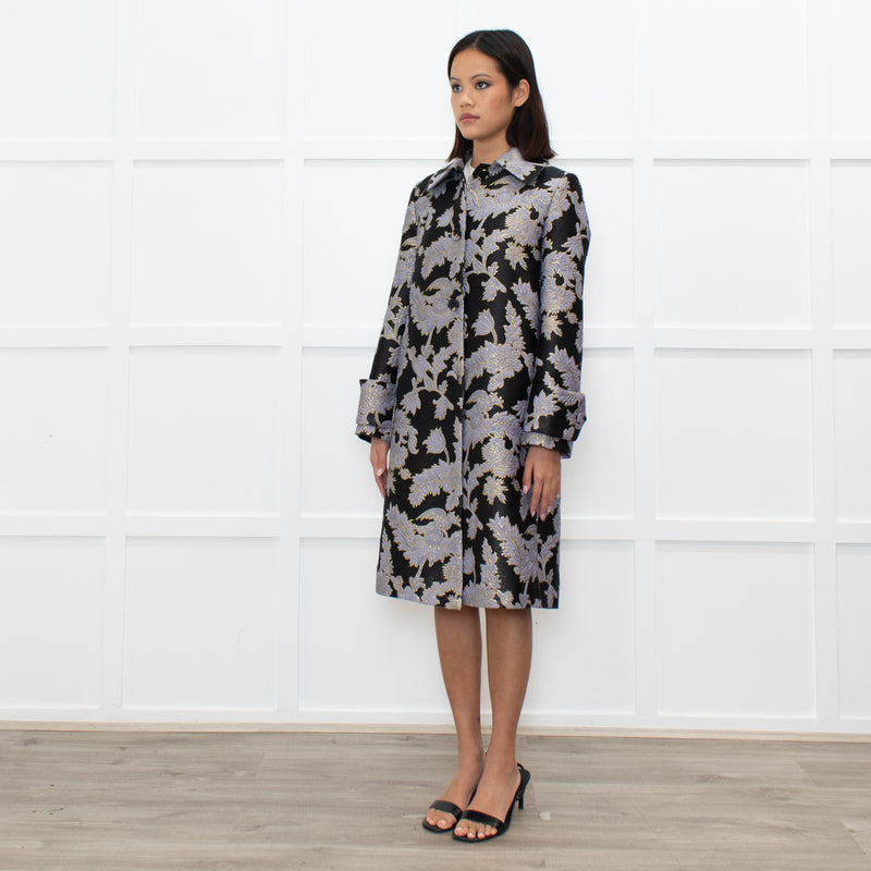 La Double J Black Lilac Gold Jacquard Coat