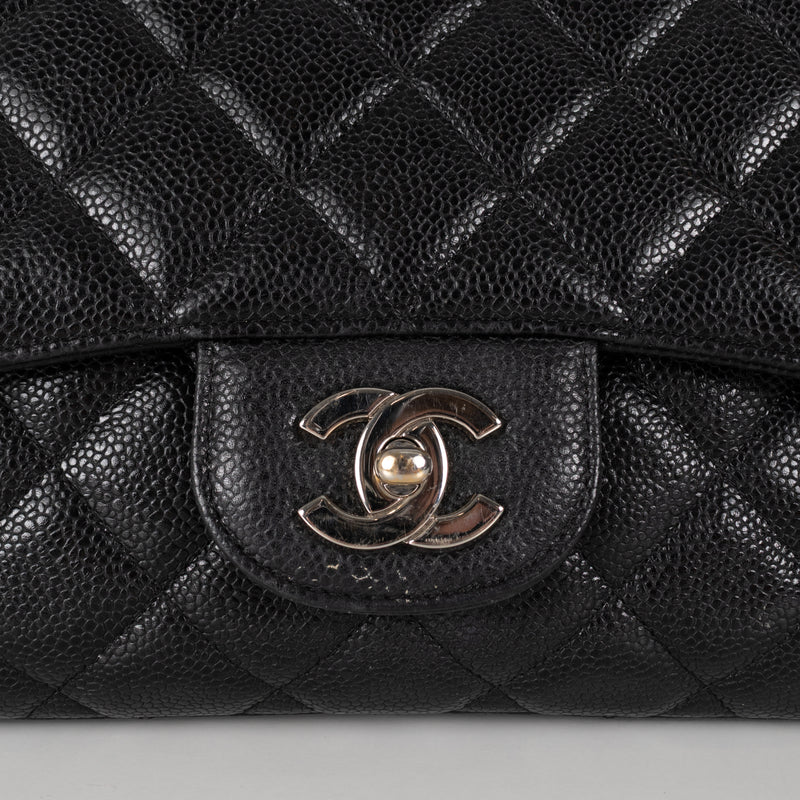 Chanel Jumbo Black Caviar Single Flap Bag