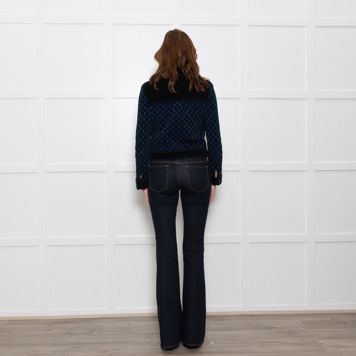 Maje Black Blue Printed Short Jacket