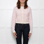 LoveShackFancy Cream Pink Bow Print Cardigan