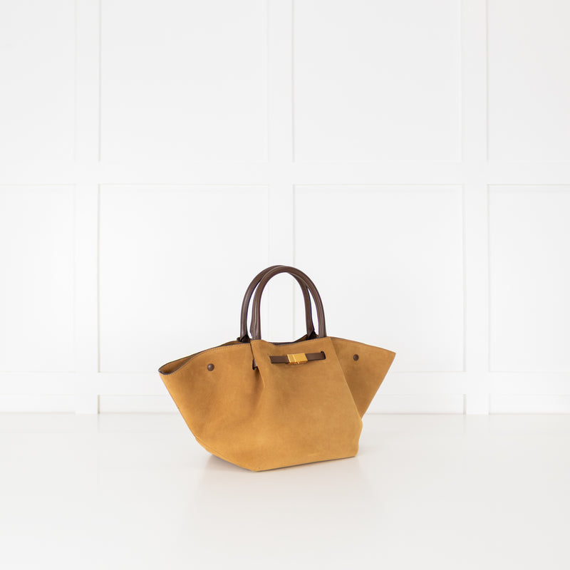DeMellier New York Gold Tan Suede Midi Tote
