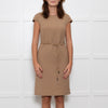Dolce & Gabbana Camel Cap Sleeve Dress Leopard Lining