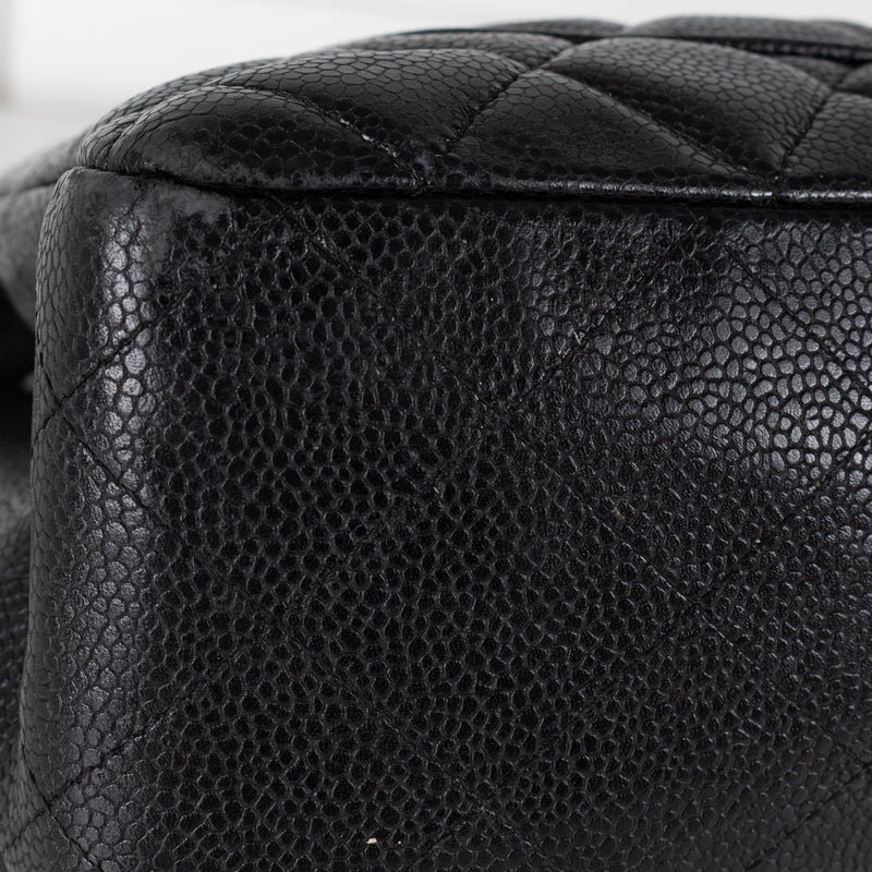 Chanel Jumbo Black Caviar Single Flap Bag