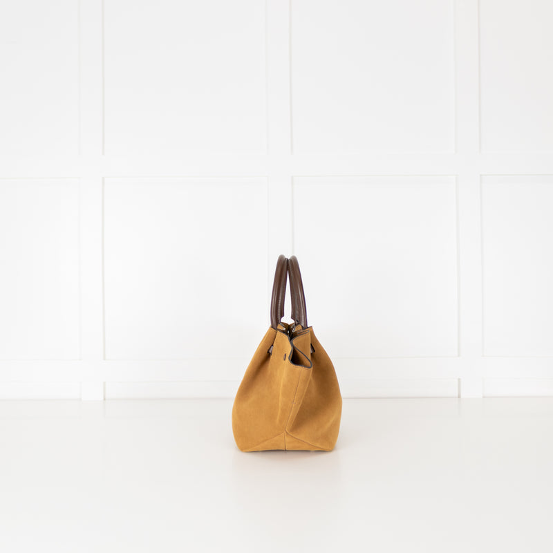 DeMellier New York Gold Tan Suede Midi Tote