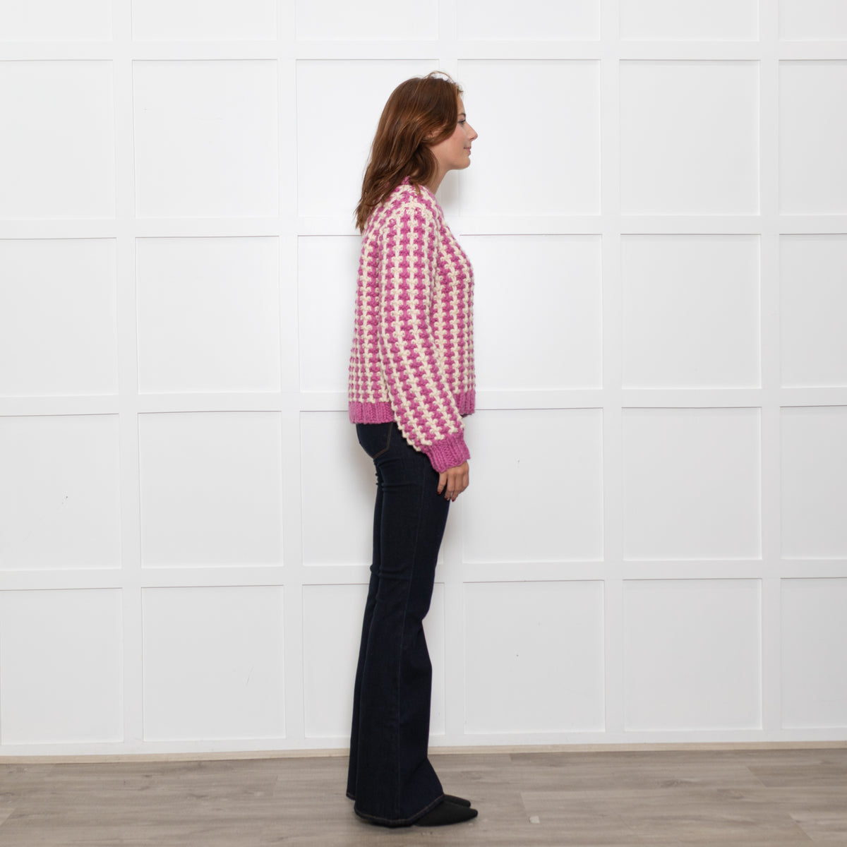 Ridley Cream Purple Chunky Knit Oversized Jumper