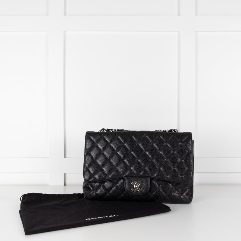 Chanel Jumbo Black Caviar Single Flap Bag