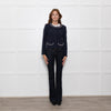 Claudie Pierlot Navy White Pearl Detail Zip Up Jacket