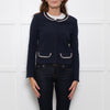 Claudie Pierlot Navy White Pearl Detail Zip Up Jacket