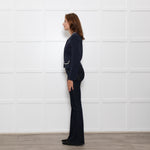 Claudie Pierlot Navy White Pearl Detail Zip Up Jacket