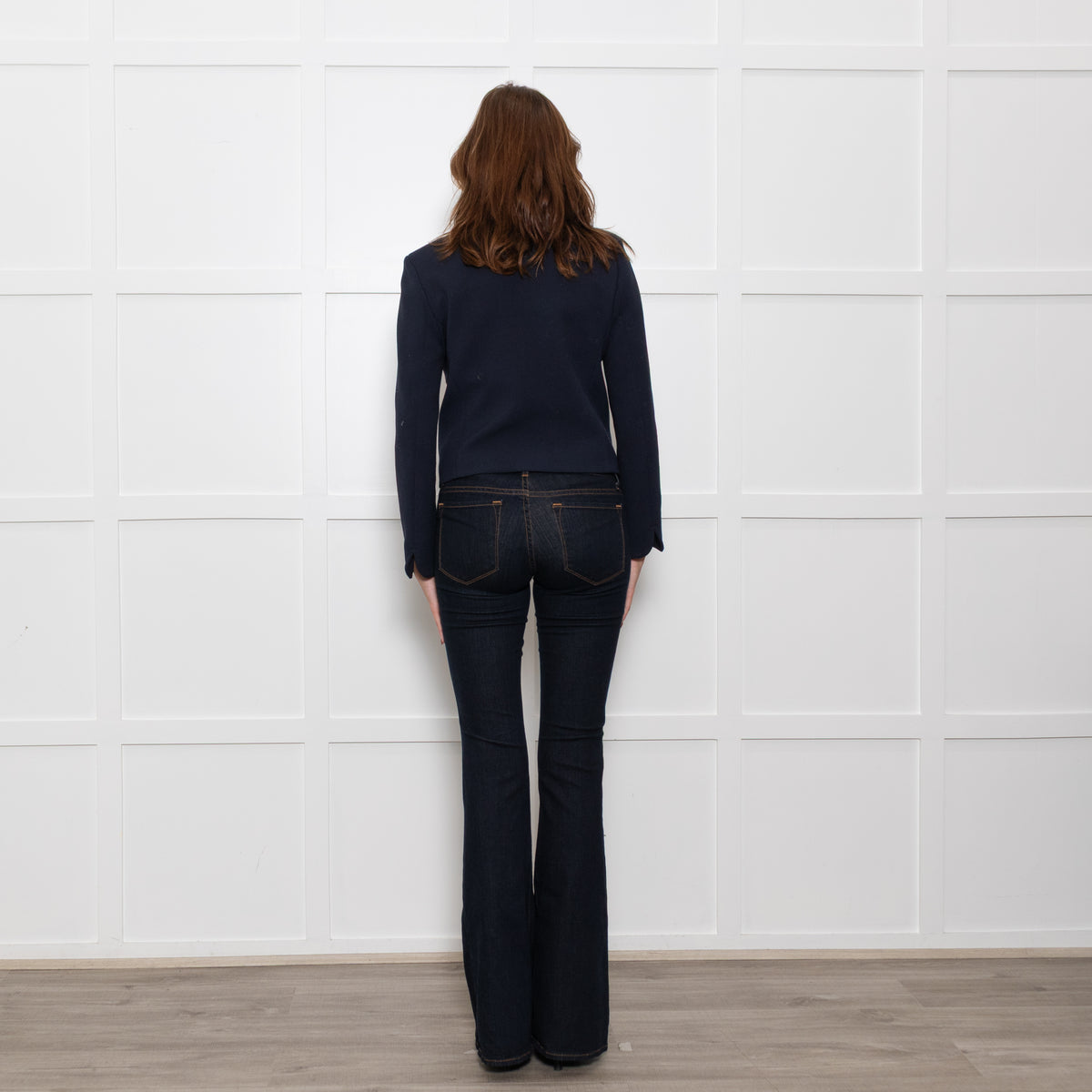 Claudie Pierlot Navy White Pearl Detail Zip Up Jacket