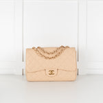 Chanel Beige Jumbo Single Flap Caviar Bag