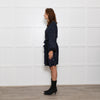 Ganni Black and Blue Lurex Wrap Dress