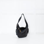 Salvatore Ferragamo Black Grainy Leather Hobo Shoulder Bag
