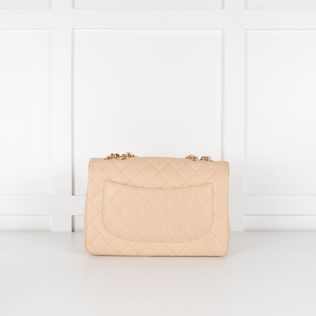 Chanel Beige Jumbo Single Flap Caviar Bag
