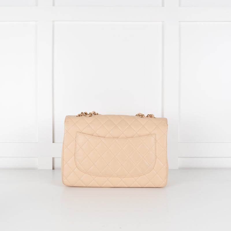 Chanel Beige Jumbo Single Flap Caviar Bag