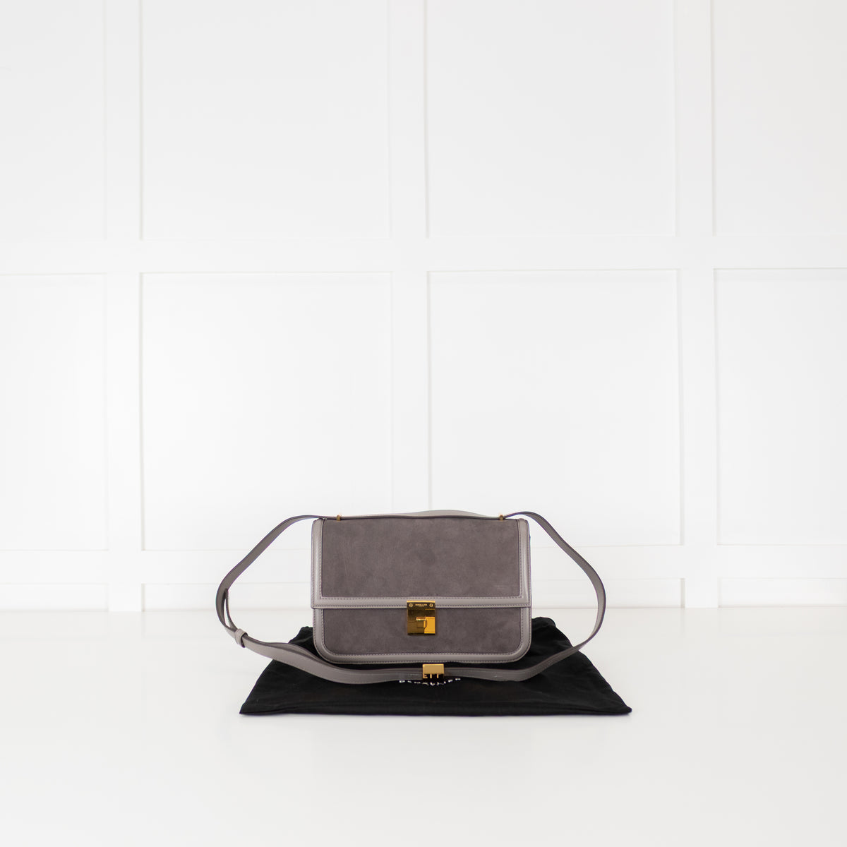 DeMellier Paris Grey Suede Shoulder Bag