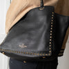 Valentino Black Grained Leather Rockstud Tote Bag
