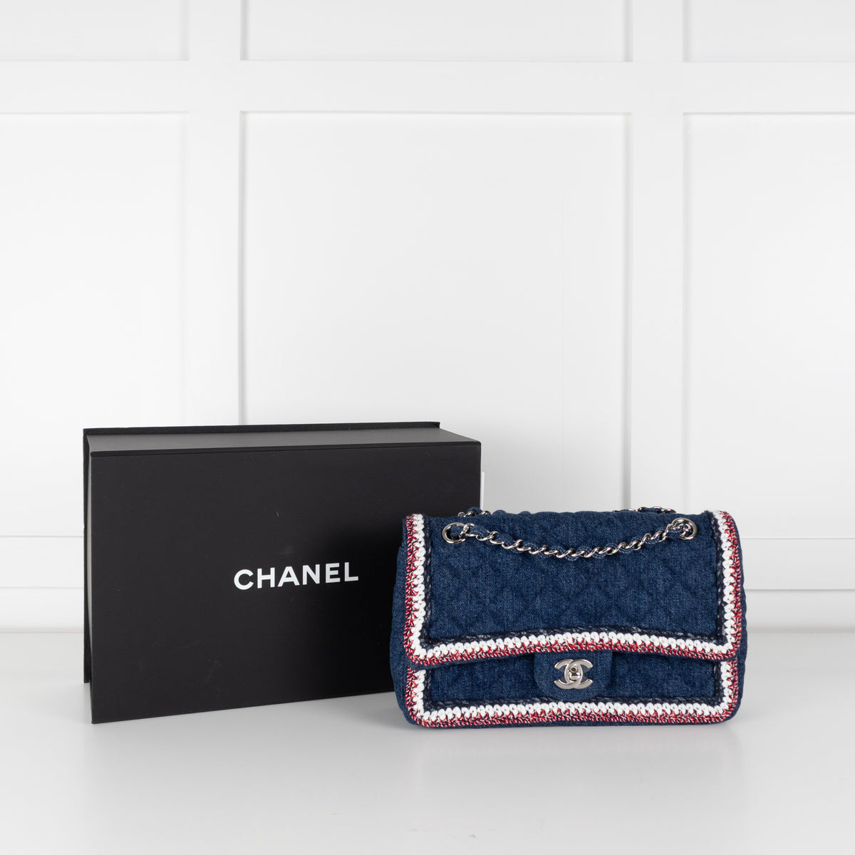 Chanel Blue Denim Quilted Classic Single Flap Bag