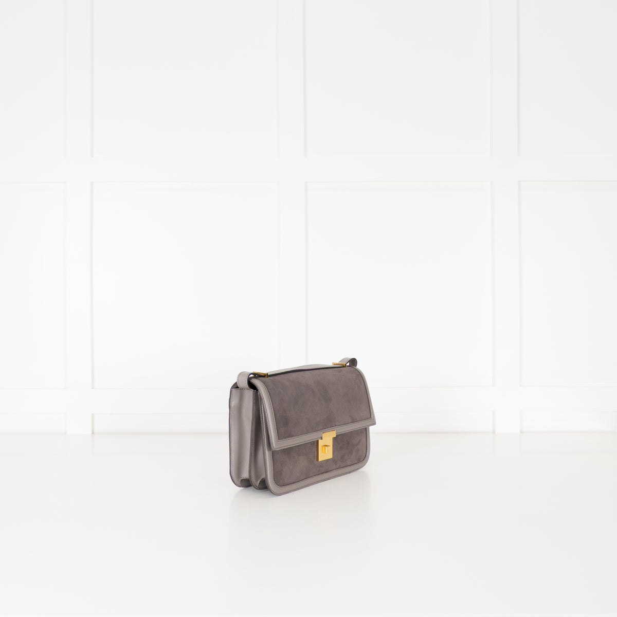 DeMellier Paris Grey Suede Shoulder Bag