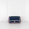 Chanel Blue Denim Quilted Classic Single Flap Bag