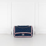Chanel Blue Denim Quilted Classic Single Flap Bag