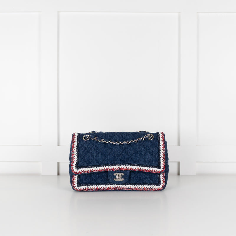 Chanel Blue Denim Quilted Classic Single Flap Bag