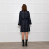 Ganni Black and Blue Lurex Wrap Dress