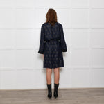 Ganni Black and Blue Lurex Wrap Dress