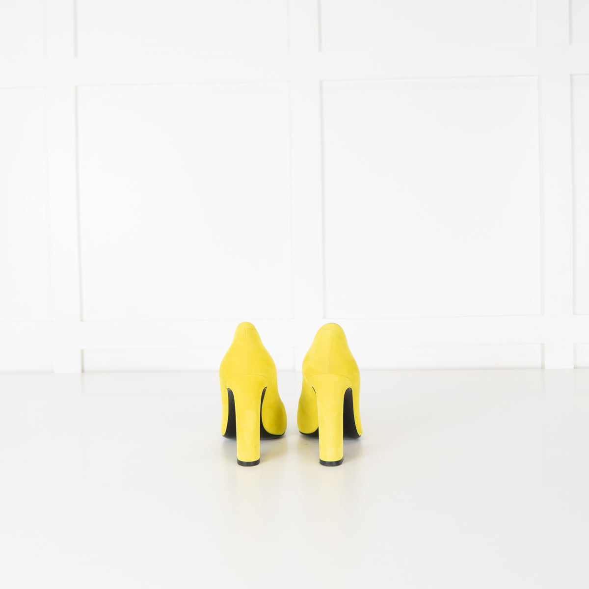 Hermes Neon Yellow Suede Square Heels