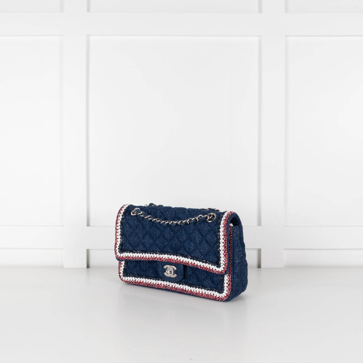 Chanel Blue Denim Quilted Classic Single Flap Bag