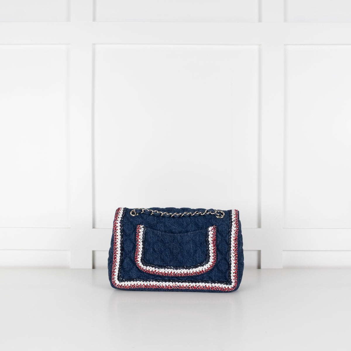 Chanel Blue Denim Quilted Classic Single Flap Bag