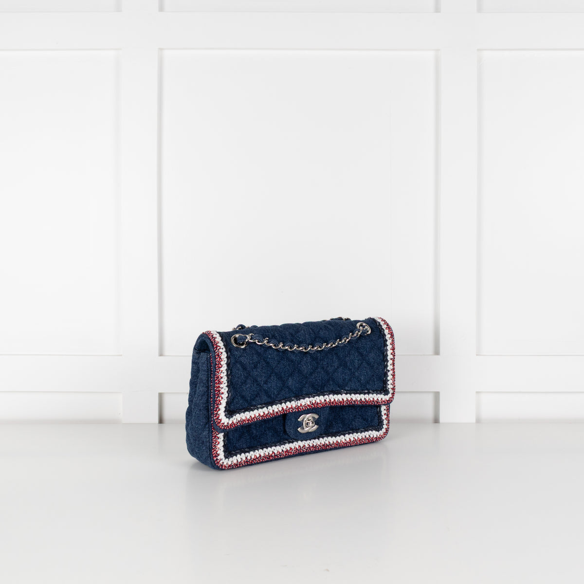 Chanel Blue Denim Quilted Classic Single Flap Bag