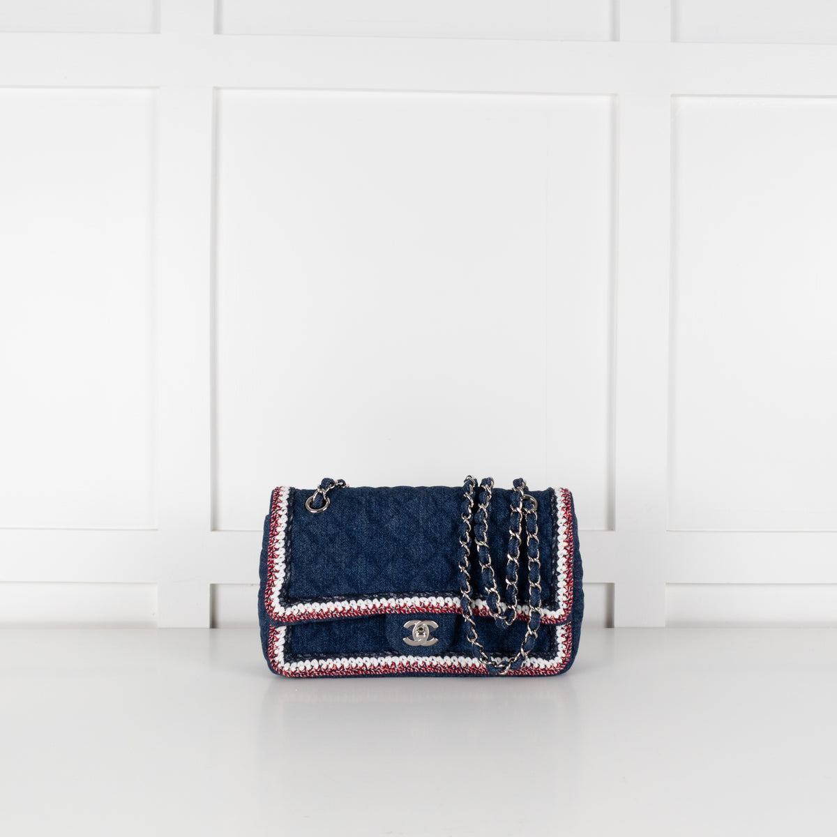 Chanel Blue Denim Quilted Classic Single Flap Bag