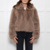 The Frankie Shop Hope Taupe Faux Fur Zip Up Short Jacket