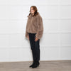 The Frankie Shop Hope Taupe Faux Fur Zip Up Short Jacket