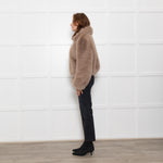 The Frankie Shop Hope Taupe Faux Fur Zip Up Short Jacket
