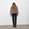 The Frankie Shop Hope Taupe Faux Fur Zip Up Short Jacket