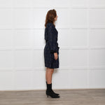 Ganni Black and Blue Lurex Wrap Dress