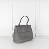 Prada Grey Saffiano Leather Turn Lock Flap Top Handle Bag