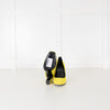 Hermes Neon Yellow Suede Square Heels