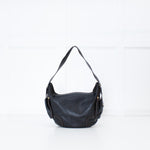 Salvatore Ferragamo Black Grainy Leather Hobo Shoulder Bag