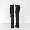 Stuart Weitzman Black Suede & Fabric Over The Knee Boots