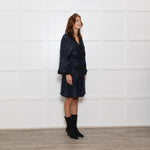 Ganni Black and Blue Lurex Wrap Dress