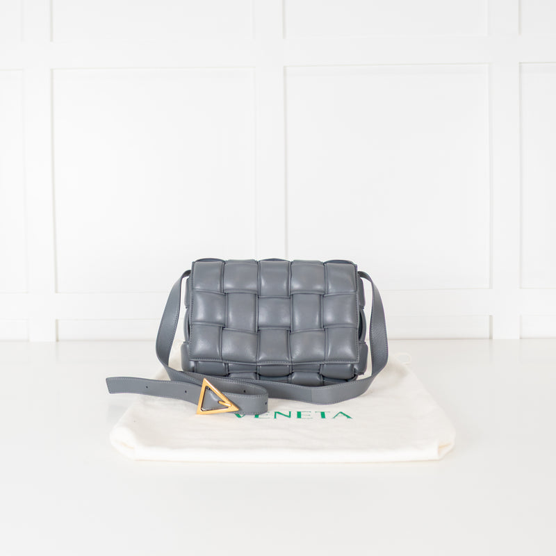 Bottega Veneta Grey Padded Intrecciato Leather Shoulder Bag